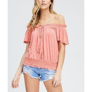 Free People FP Movement Pink Off Shoulder Top